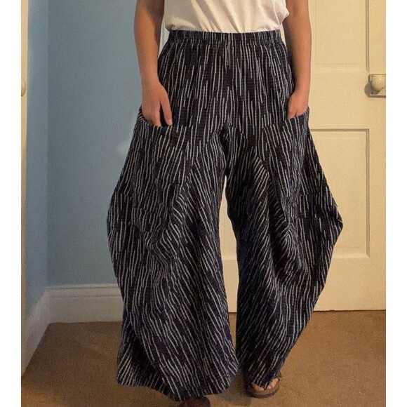 DRESS TO KILL by Jane Mohr Wide-Leg Harem Pants, Navy/Gray Striped, Size 1 - Picture 15 of 16